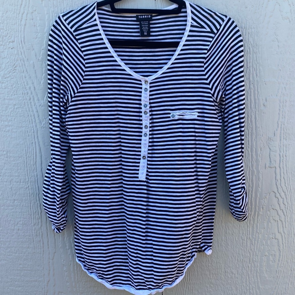 Black and White Striped Torrid Top